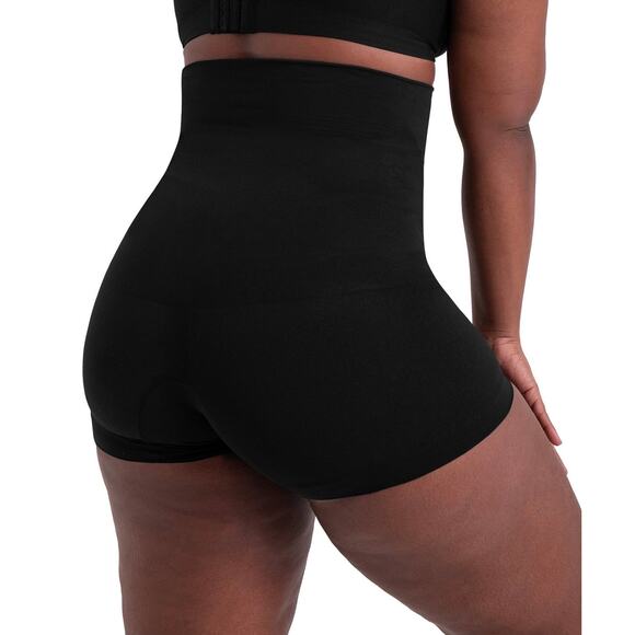 Shapermint Essentials Women's High Waisted Shaper Boy Shorts, Black, Large - Picture 2 of 4